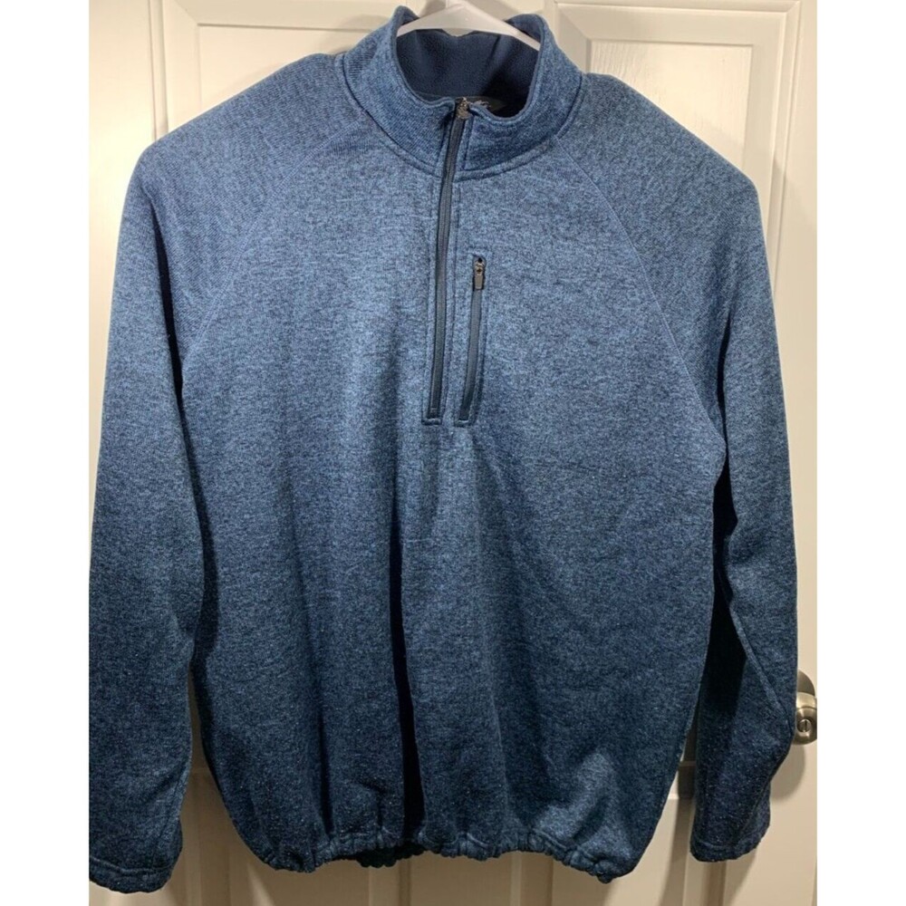 Eddie Bauer XXL 1/4 Zip Cinched Waist Fleece Pull-over Jacket Heathered Blue